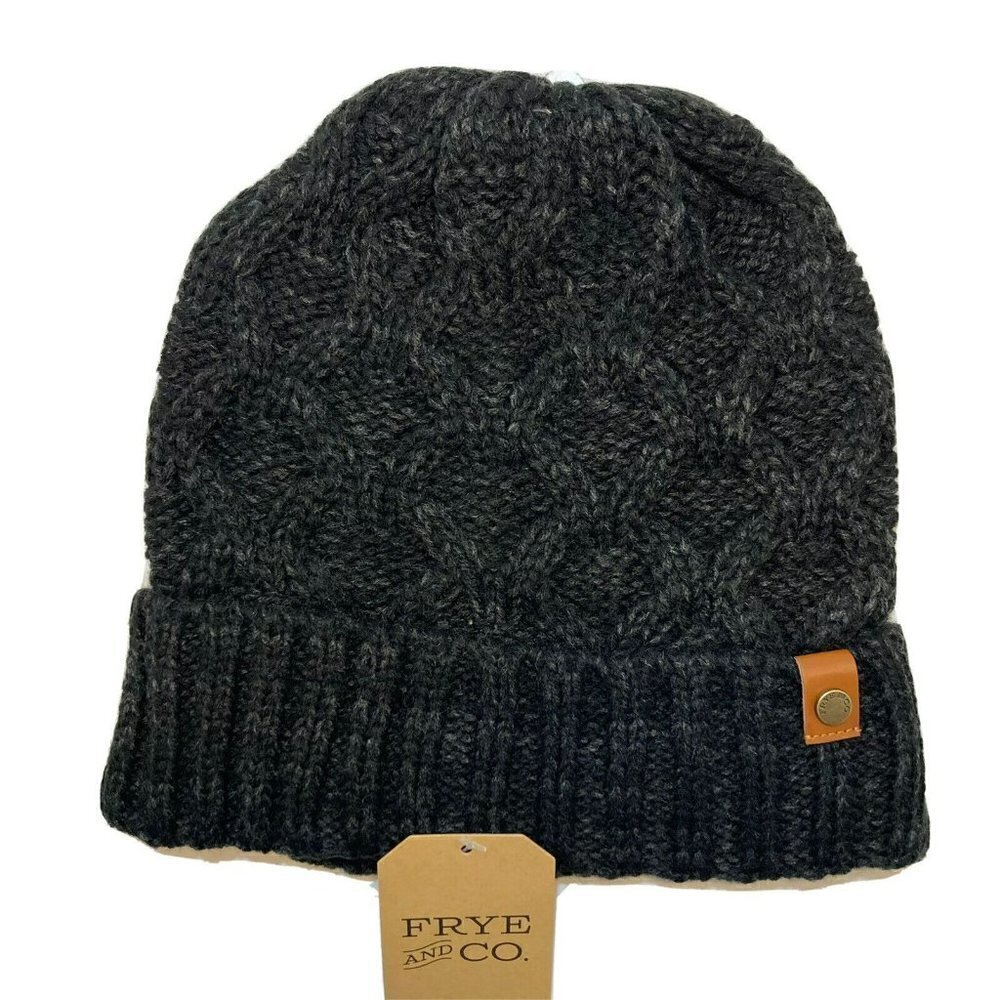 Frye‎ & Co NWT Unisex Charcoal Rib Knit  Beanie w/ Cuff Hat Cap-OSFM-MSRP-$28
